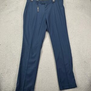 Alberto Cardinal Pants Dress Men 36X34 Blue Slim Fit Flat Front Straight Leg NEW